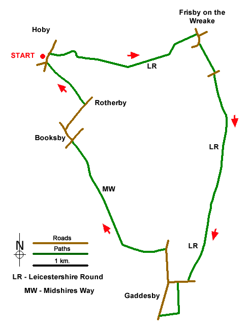 Route Map - Hoby & Gaddesby Circular Walk