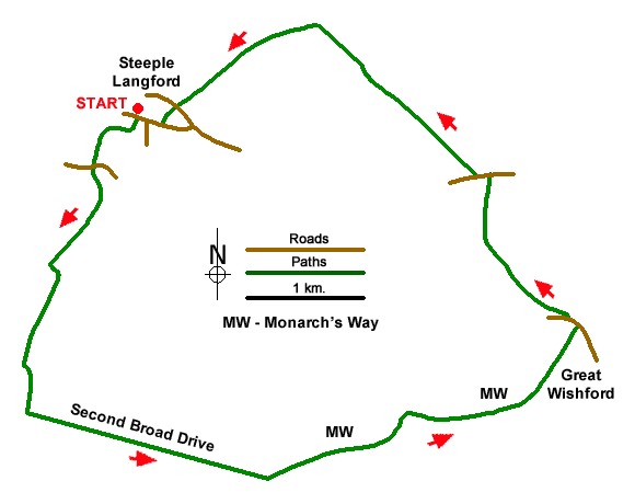 Route Map - Steeple Langford Circular Walk