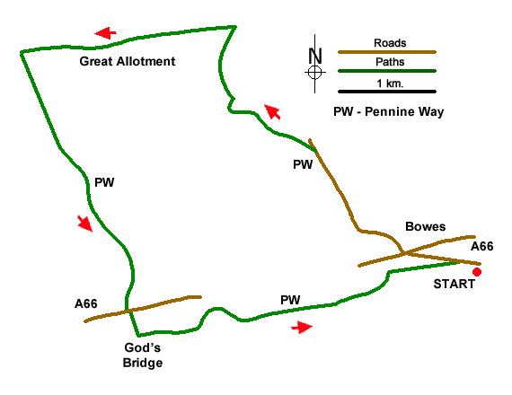 Route Map - Great Allotment & God's Bridge Walk