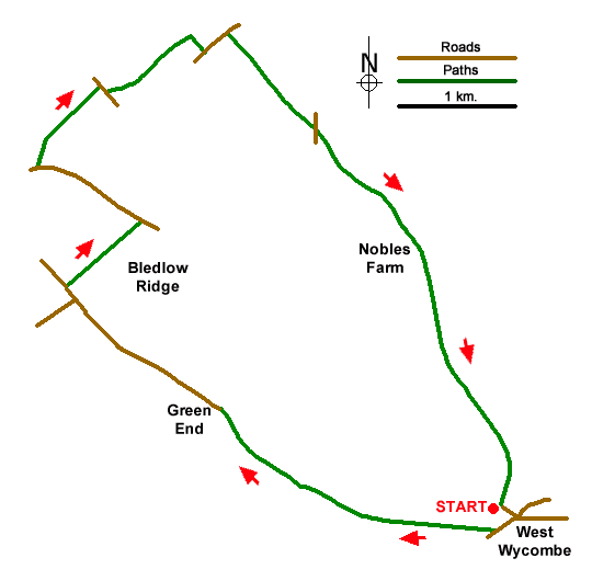 Route Map - West Wycombe & Bledlow Ridge Walk