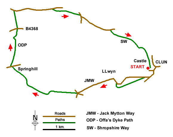 Route Map - Clun Valley Circular Walk