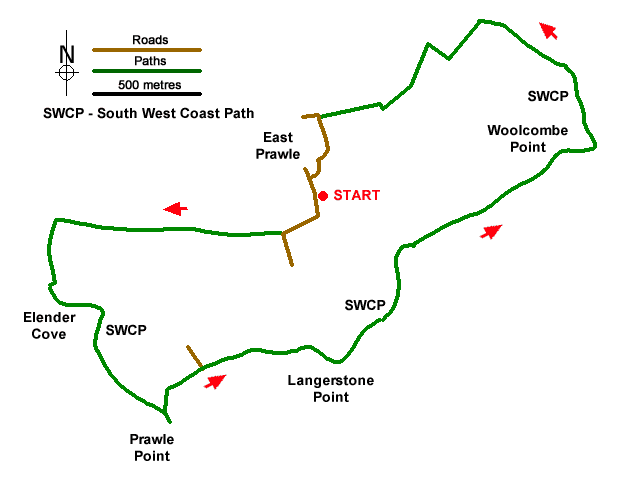 Route Map - East Prawle Coast Circular Walk